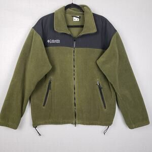 Columbia Mens Size L Full Zip Fleece Casual Jacket Green Black Two Tone Gorpcore